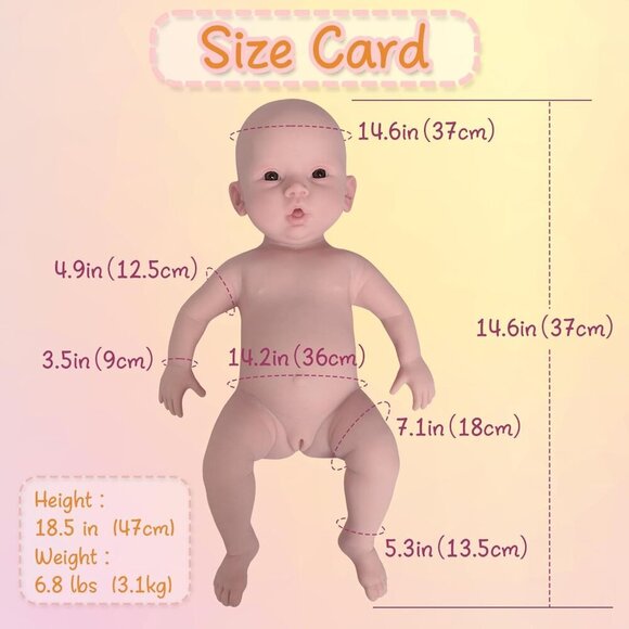 🆕18.5 Inches  Girl Unisex Full Body Silicone Soft Nude Newborn Reborn Baby Doll - Picture 2 of 5
